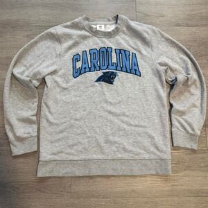 Carolina Panthers NFL Crewneck Sweatshirt Size Medium Spell Out Blue Grey Logo